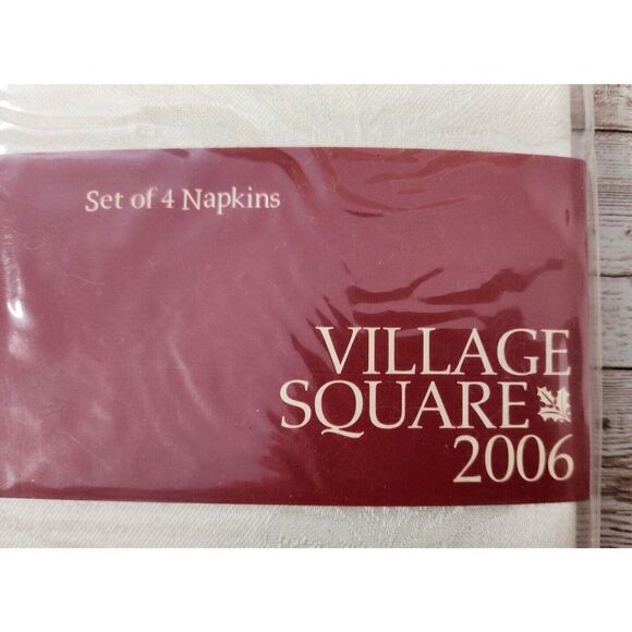 Village Square Set of 4 Cloth Holiday Ivory Floral Print Napkins 17" X 17" New - Picture 2 of 6